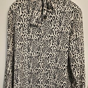 Gay Bower Black & Ivory Leopard Long Sleeve Print Women's Top